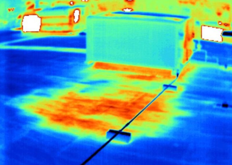 A heat map of the floor in an industrial building.