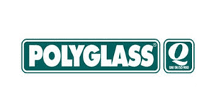 A green and white logo for polyglass