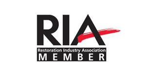 A red and black logo for the restoration industry association.