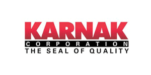 A red and white logo for karnal corporation