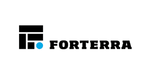A black and white logo of fortera
